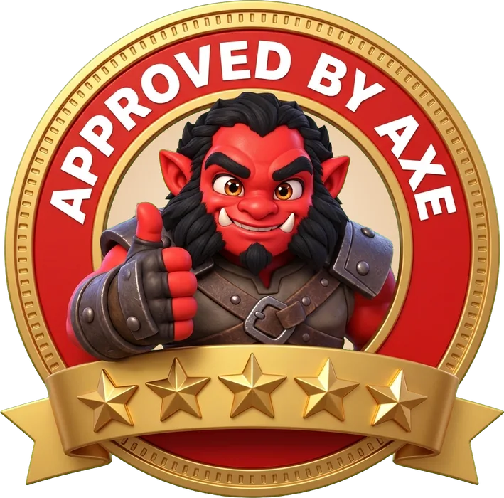 Approved by Axe seal with five stars