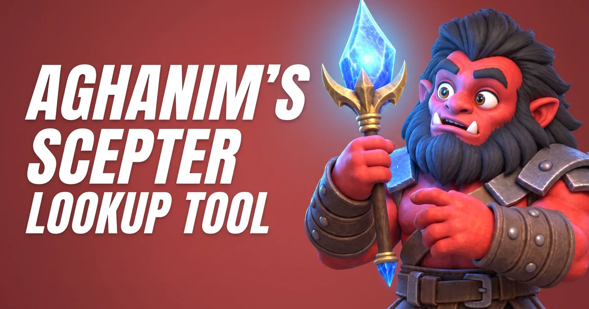 Axe holding a glowing Aghanim's Scepter, title image of the Dota 2 Aghanim's Scepter Lookup Tool