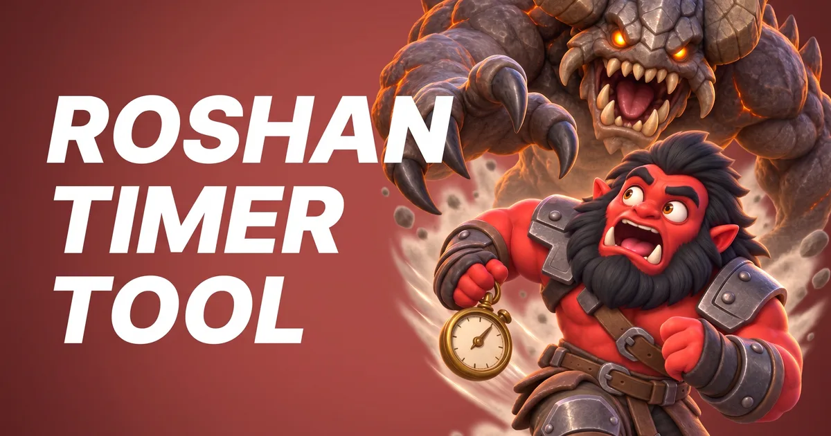 Axe running from Roshan with a stopwatch, title image of the Dota 2 Roshan Timer Tool