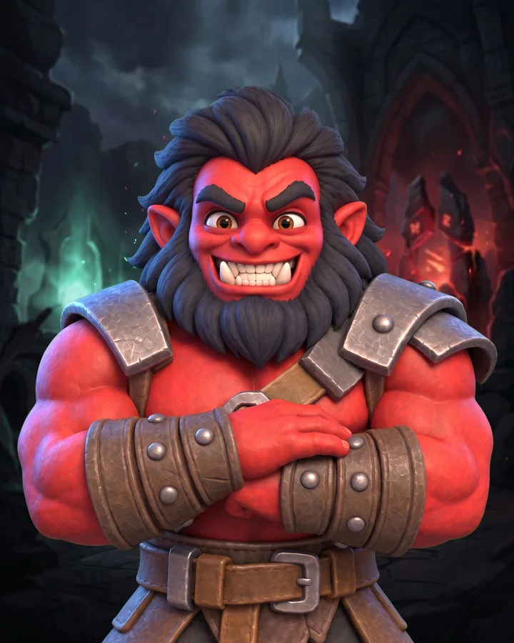 Axe, the mascot of dota2-tools.com, with crossed arms
